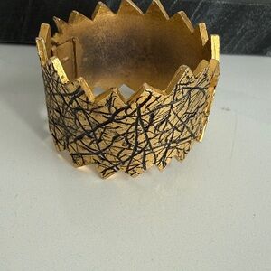 Gold and Black Abstract Cuff Bracelet